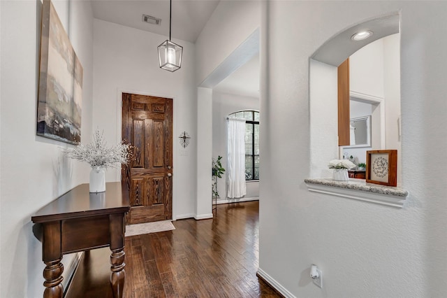 entryway featuring dark wood-type flooring