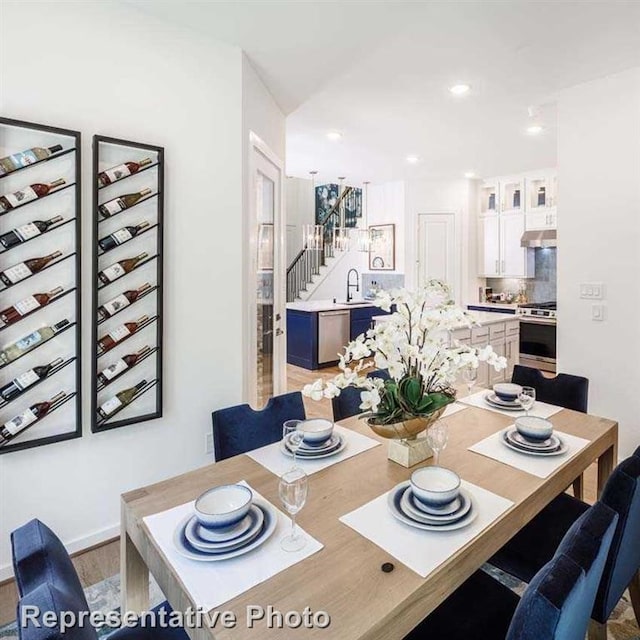 dining space featuring light hardwood / wood-style floors