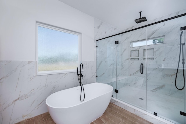 bathroom with independent shower and bath