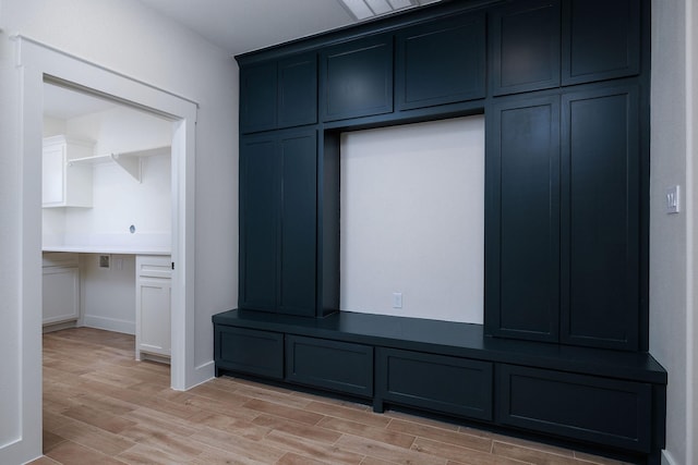 mudroom featuring light hardwood / wood-style flooring