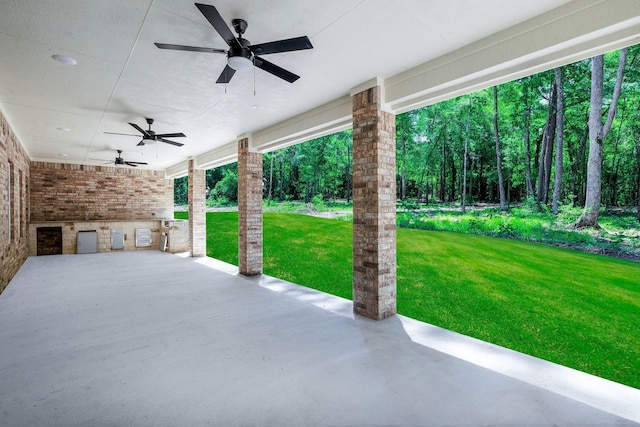 228 Feldspar Ln, Huntsville, TX 77340 - view of patio with a ceiling fan and area for grilling