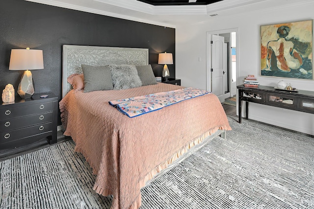 bedroom featuring ornamental molding