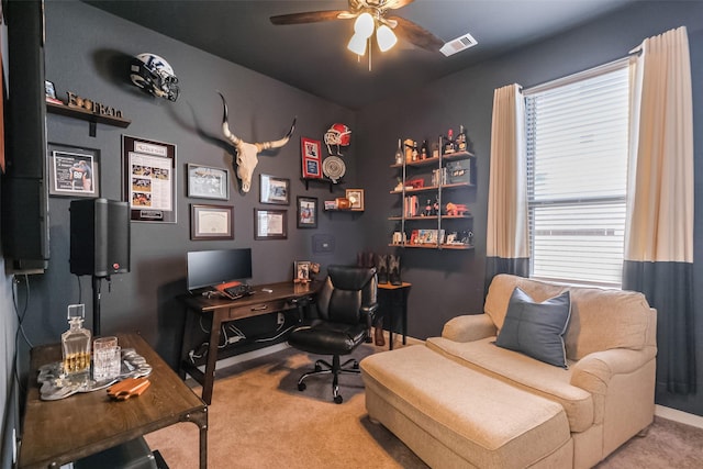 29614 Sterling Knoll Dr, Fulshear, TX 77441 - carpeted office space featuring visible vents and a ceiling fan