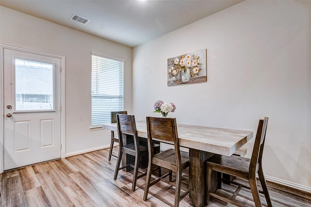 dining area featuring light hardwood / wood-style flooring