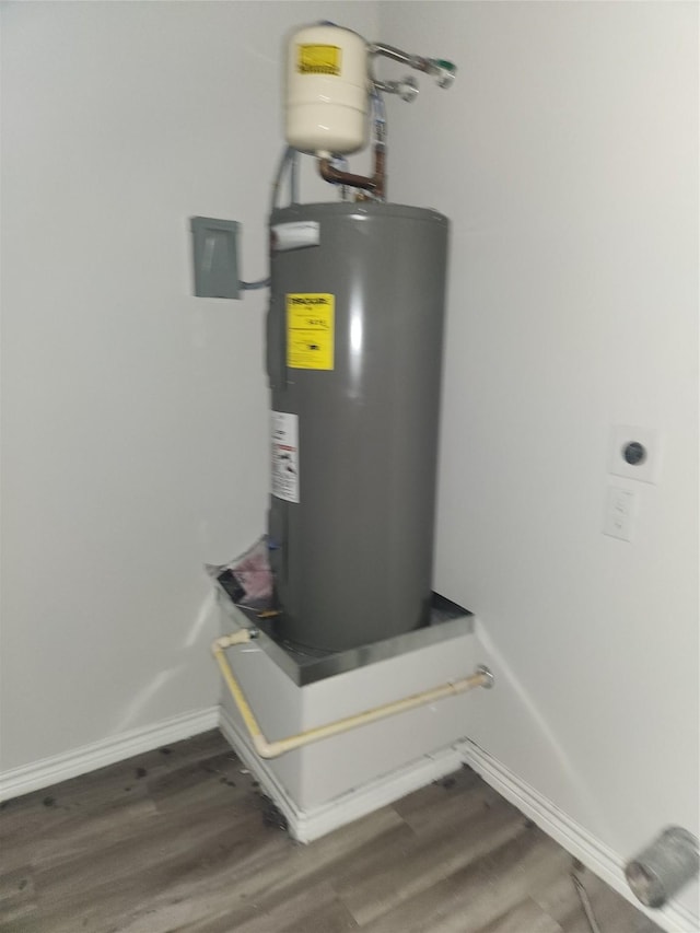 utility room with electric water heater