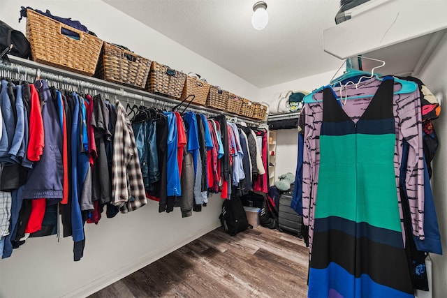 spacious closet featuring hardwood / wood-style flooring