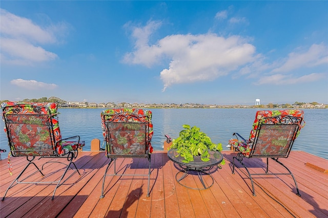 dock area with a water view