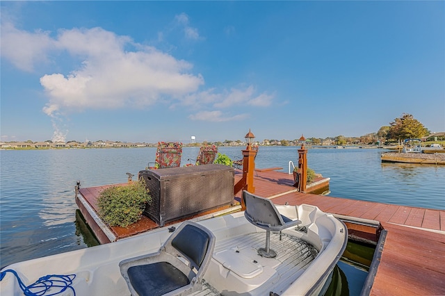 dock area featuring a water view