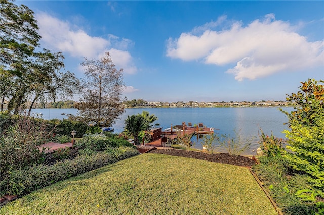 property view of water featuring a dock