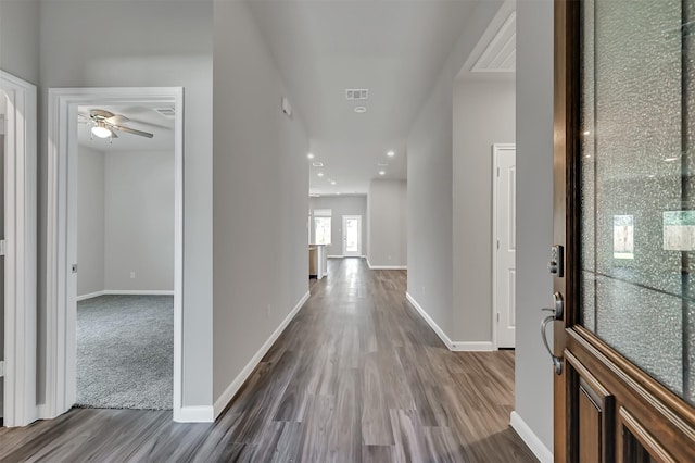 hall featuring hardwood / wood-style flooring