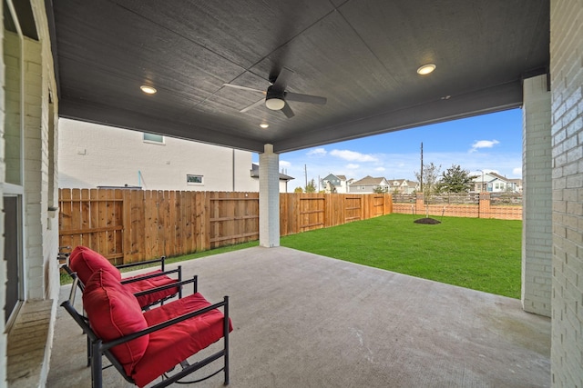 view of patio / terrace with ceiling fan