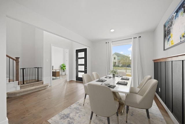 dining area featuring light hardwood / wood-style floors