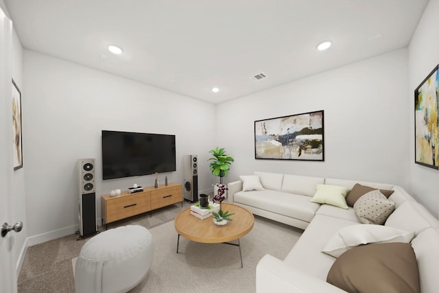 living room featuring carpet floors