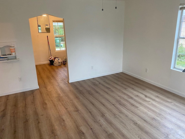 spare room with light wood-type flooring