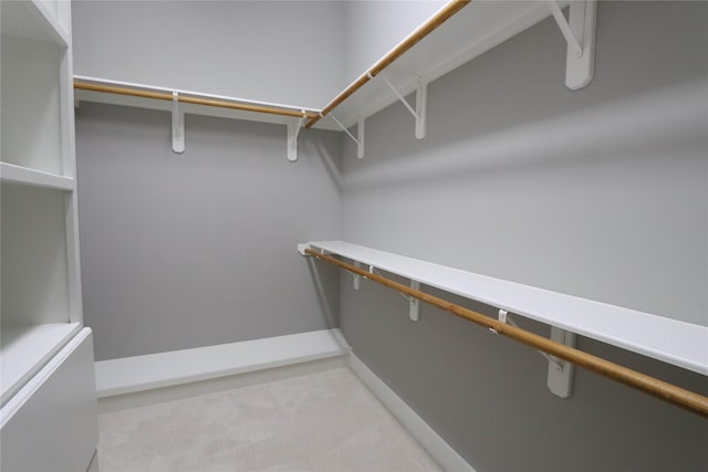 spacious closet featuring light carpet