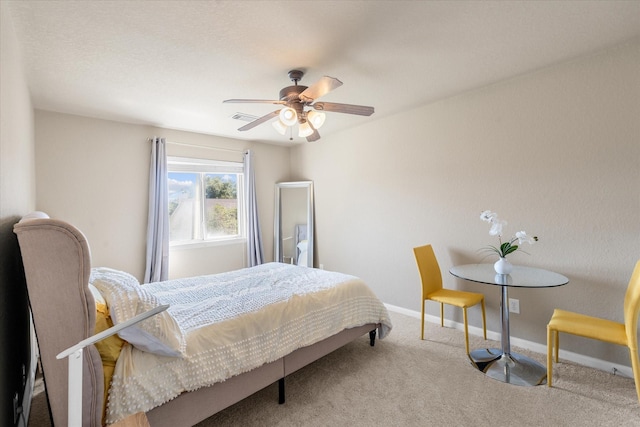 bedroom with carpet flooring and ceiling fan