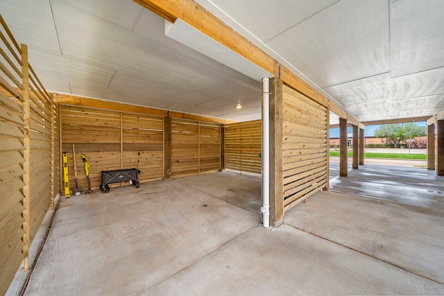 interior space with wood walls