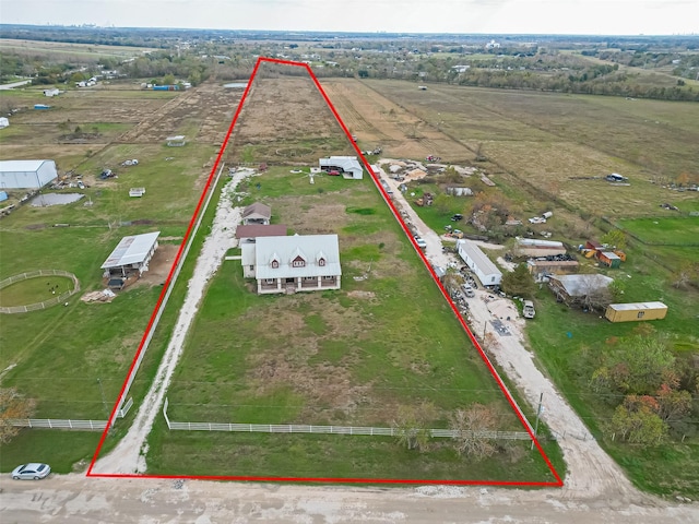 aerial view with a rural view