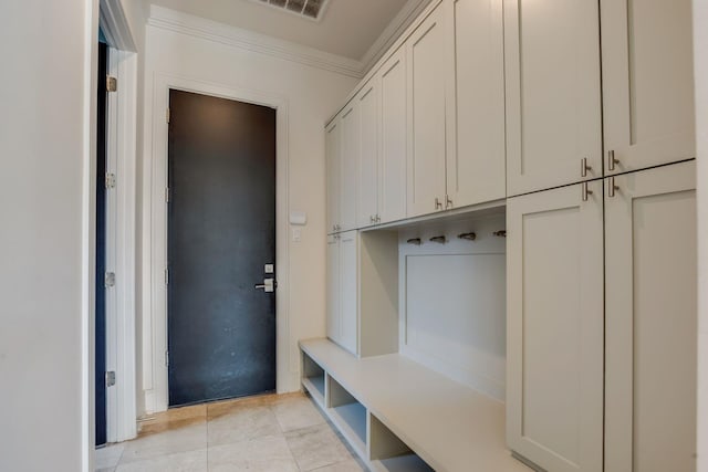 mudroom with ornamental molding