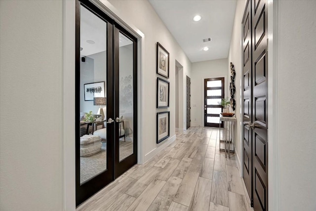 hallway with french doors