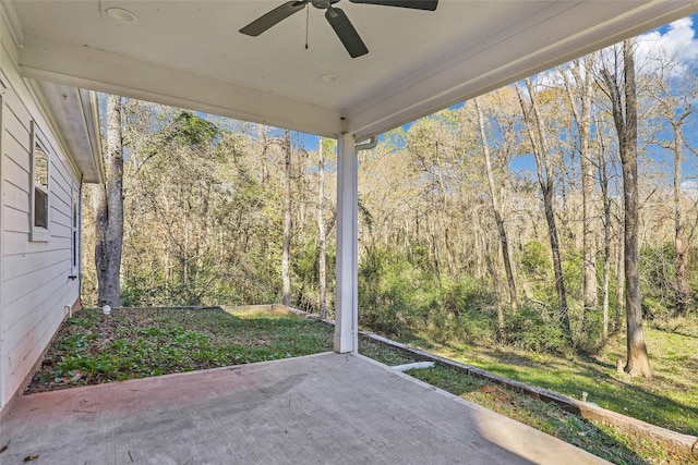 view of patio with ceiling fan