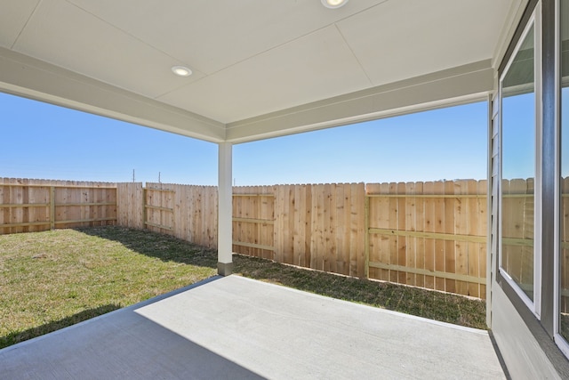 view of patio with a fenced backyard