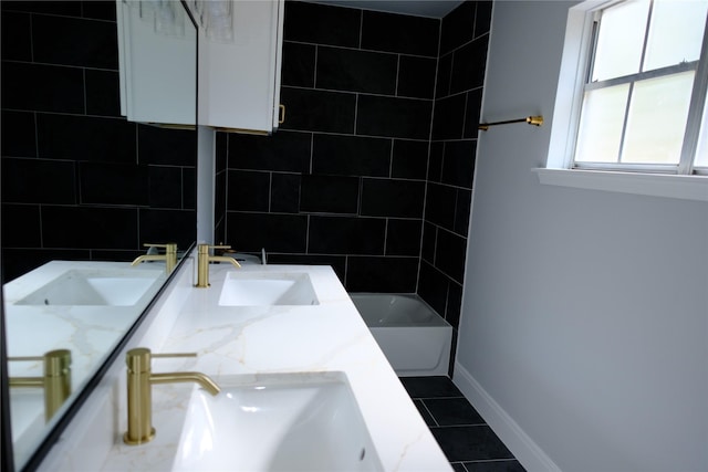 bathroom featuring vanity and tile patterned floors