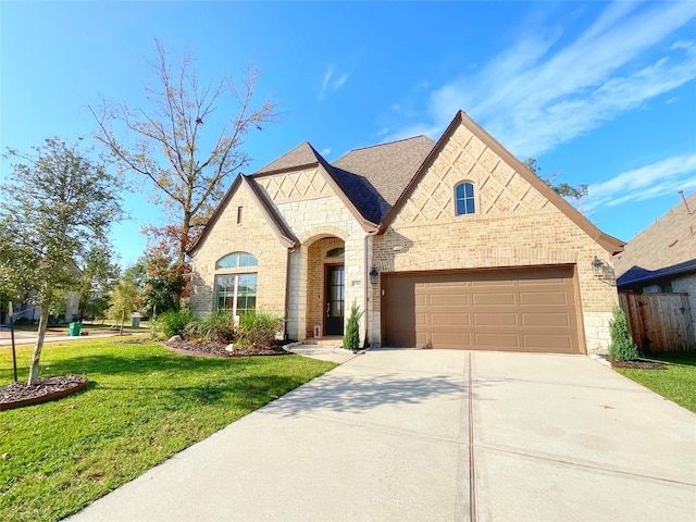 view of front of home with a garage and a front yard