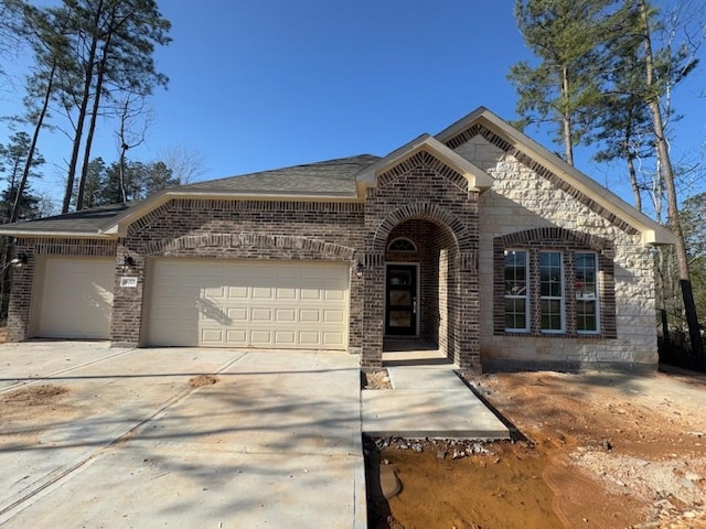 view of front of home with a garage