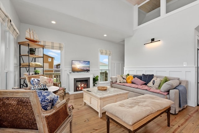 living room with light hardwood / wood-style floors