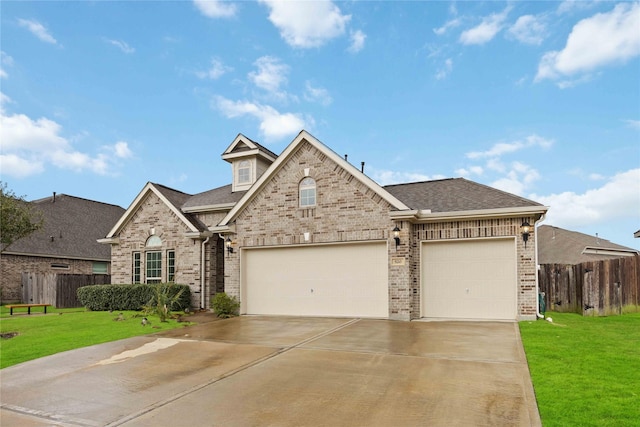 view of front of house featuring a garage and a front yard