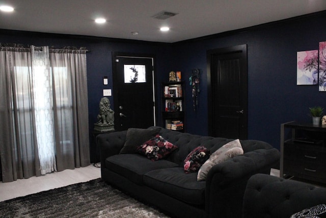 carpeted living room featuring a wealth of natural light