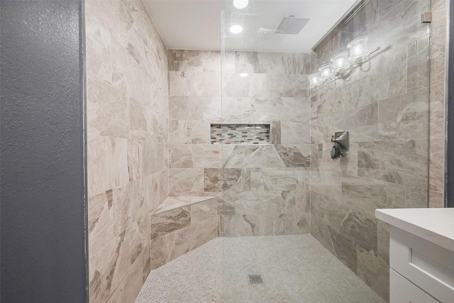 606 S Kaufman Dr, Deer Park, TX 77536 - full bathroom with tiled shower and vanity
