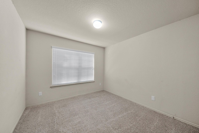 unfurnished room with carpet and a textured ceiling