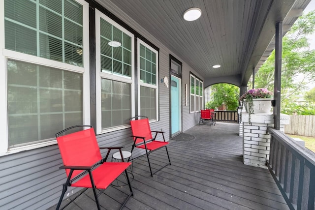 wooden deck with a porch