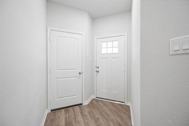 entryway with light hardwood / wood-style flooring