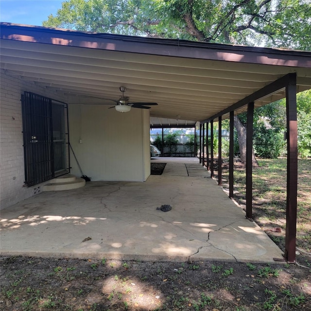 view of parking / parking lot with ceiling fan