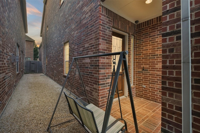 view of property exterior at dusk