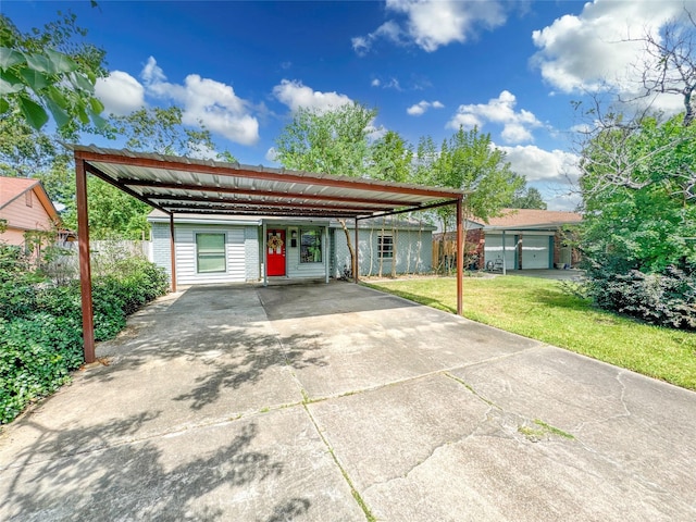 ranch-style house with a carport and a front yard