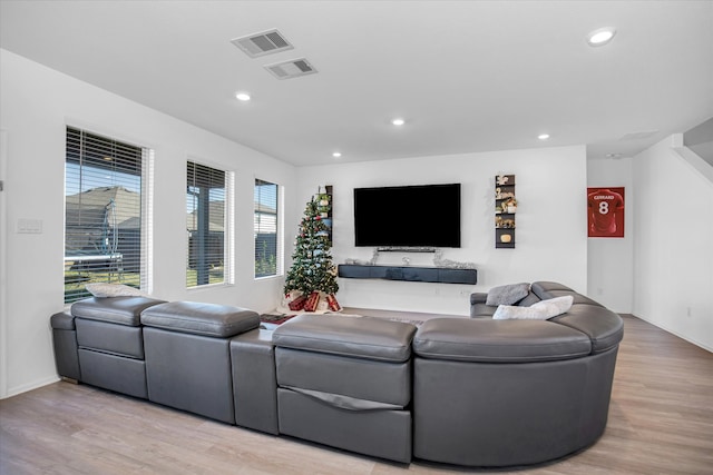 living room with light wood-type flooring