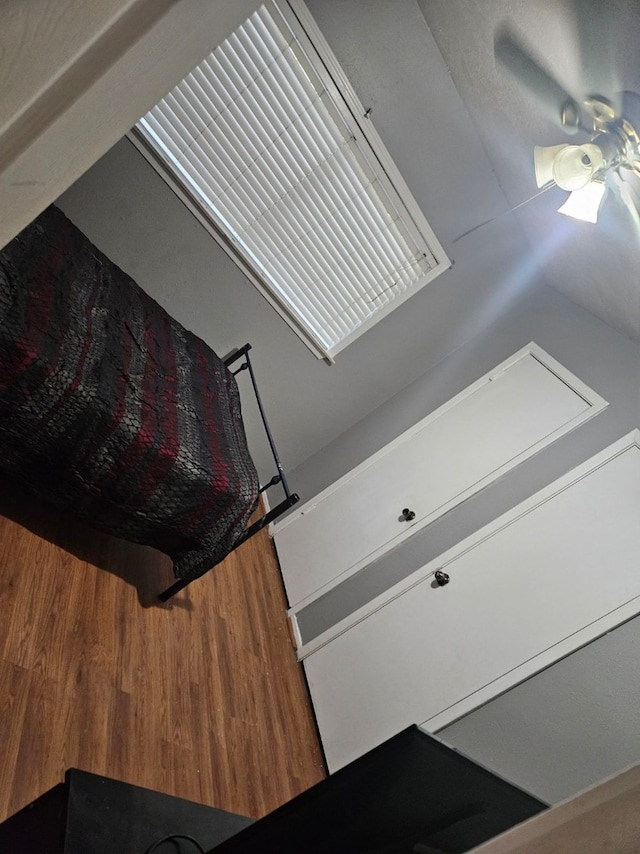 interior space featuring ceiling fan