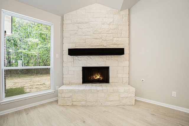 details with a fireplace and hardwood / wood-style floors