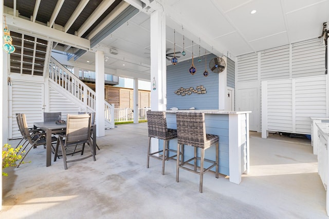 view of patio / terrace with a bar