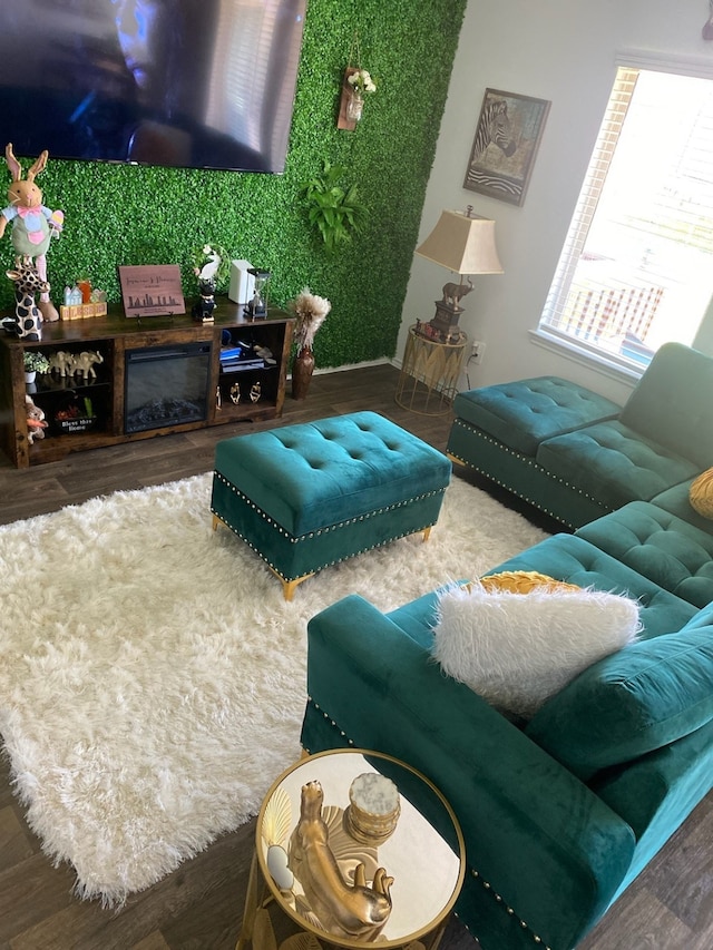 living room featuring wood-type flooring