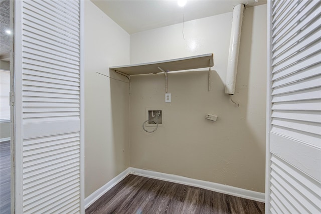 laundry area with hookup for a washing machine and dark hardwood / wood-style flooring