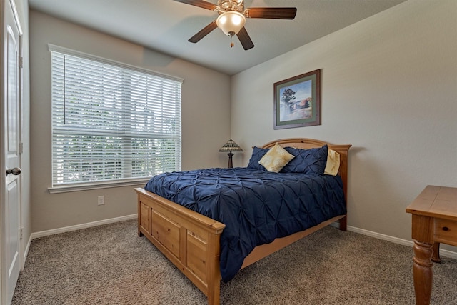 bedroom featuring carpet flooring and ceiling fan