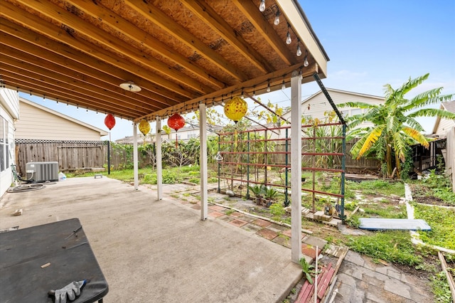 view of patio featuring central AC unit