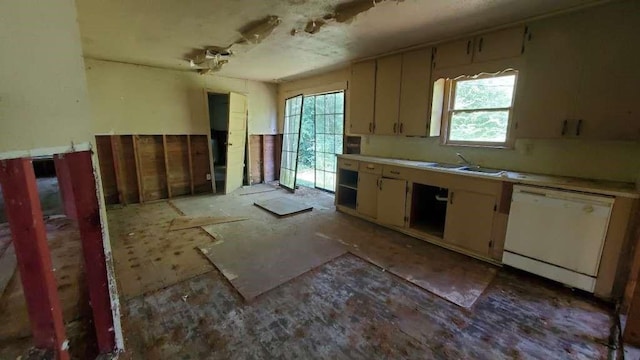 kitchen with dishwasher, sink, and cream cabinets