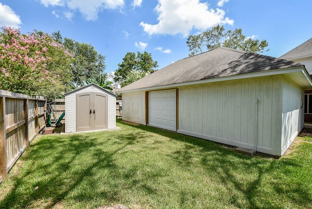 exterior space featuring a storage shed