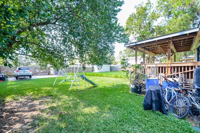 view of yard featuring a playground